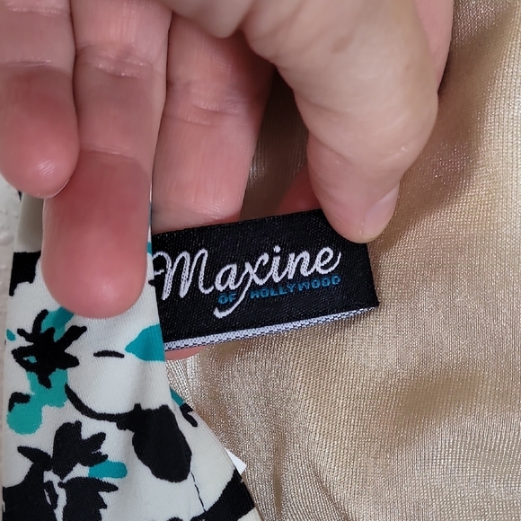 Vintage Maxine Of Hollywood One Piece Swimsuit Size 10 Pinup Floral High Cut 90s - Picture 9 of 15